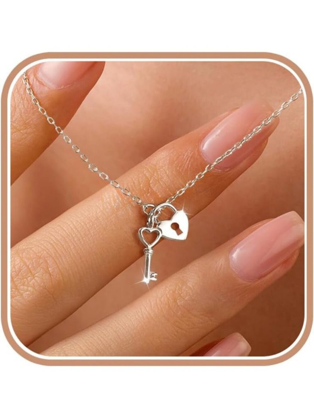 Sterling Silver Heart Key Charm Necklace for Women - Elegant Gift for Her